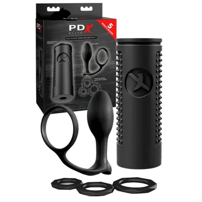 PDX Masturbator Butt Plug Cock Ring Set 5 Pce