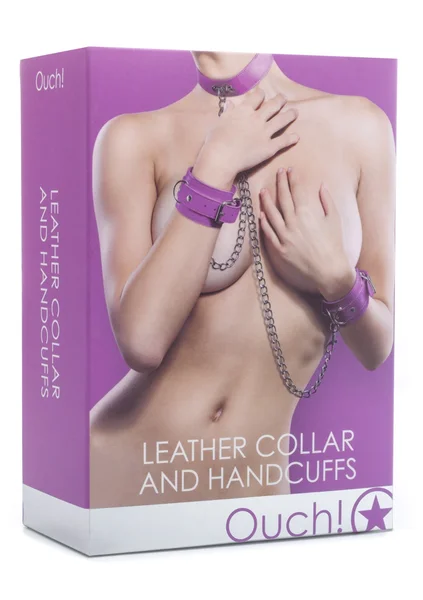Leather Collar and Handcuffs - Purple — image 8 of 8