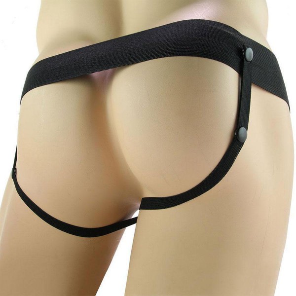 Vibrating Double Penetration Hollow Black Strap On for Men by Lux