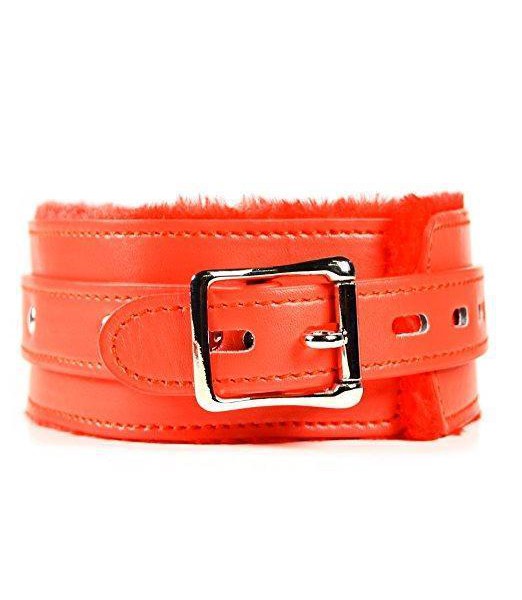Red Hot Fur Lined Collar With Chain Leash