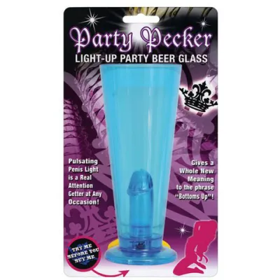 Party Pecker Light Up Party Beer Glass Blue