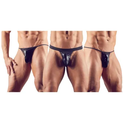 Svenjoyment Wet Look 3 Piece Men s G String Jock Strap Set