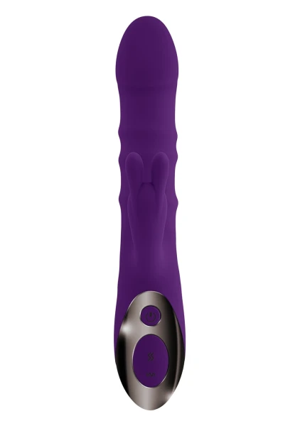 Playboy Pleasure Hop To It Waterproof Rechargeable Silicone Thrusting Rabbit Vibrator - Purple