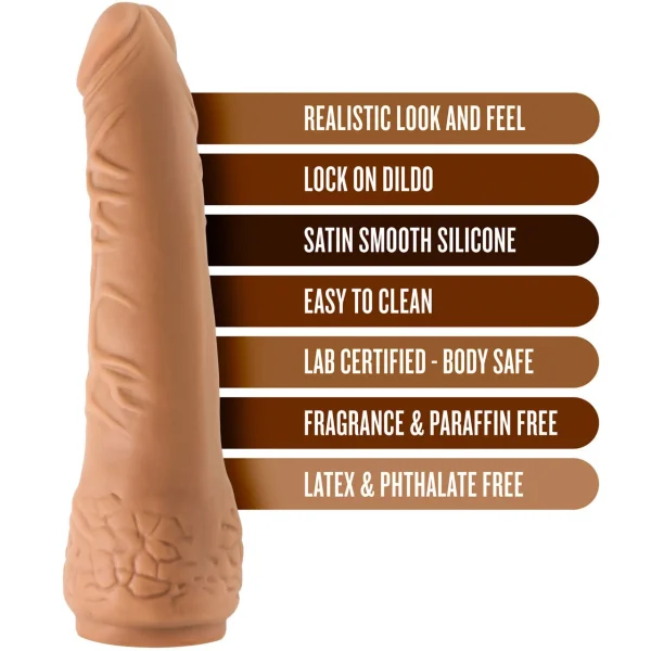 The Realm Realistic 7.5 Inch Silicone Lock On Dildo - Caramel