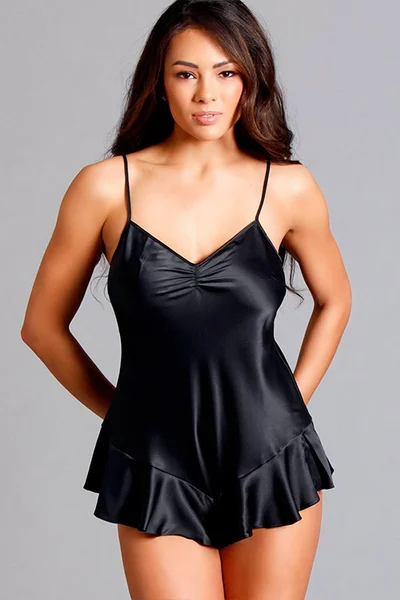 Be Wicked Calypso Black Slim-Fit Satin Romper — image 4 of 6