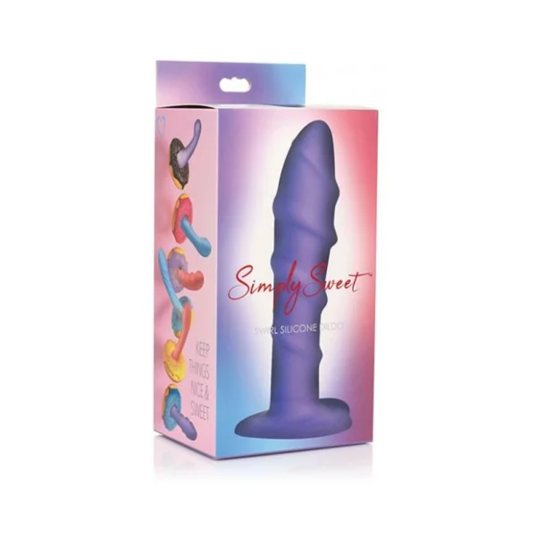 Realistic Dildos: Simply Sweet Swirl 7 In. Silicone Dildo Purple
