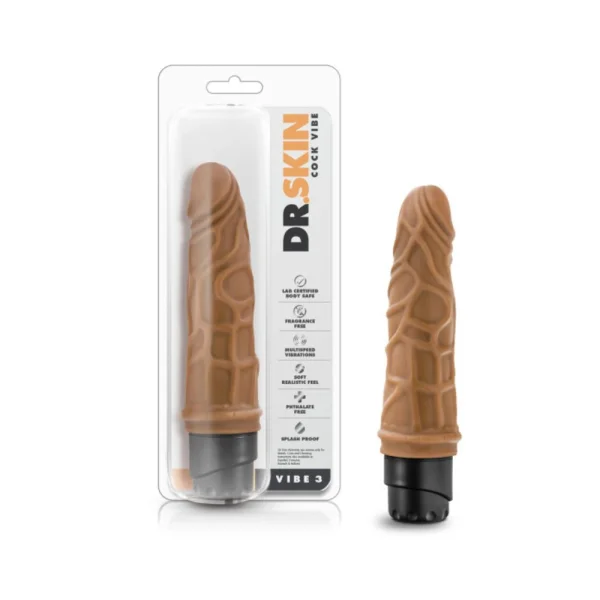 Dr. Skin - Cock Vibe - 7.25 Inch Vibrating Cock - Mocha — image 9 of 17