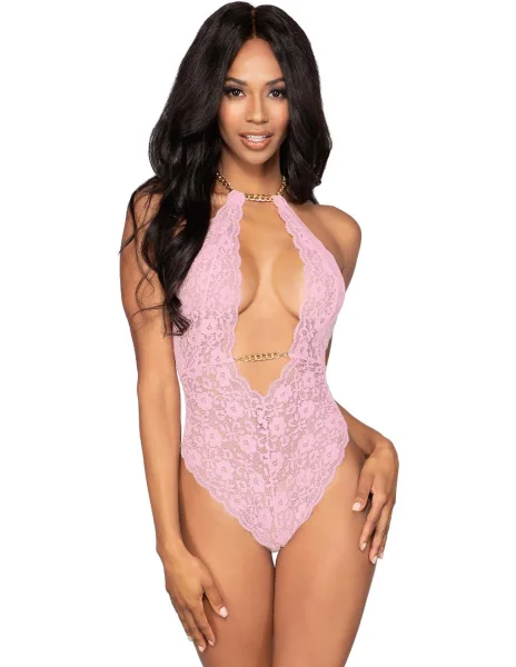 Dreamgirl Lace Chain Collar Teddy