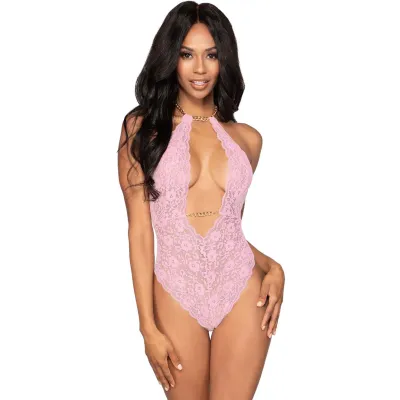 Dreamgirl Lace Chain Collar Teddy