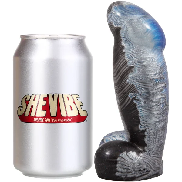 The Ellipse Small 6.4" Silicone Abstract Dildo By Uberrime - Blue Chrome