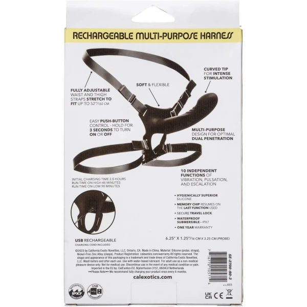 Boundless Multi-Purpose Harness With Rechargeable Vibrating Silicone Probe By CalExotics