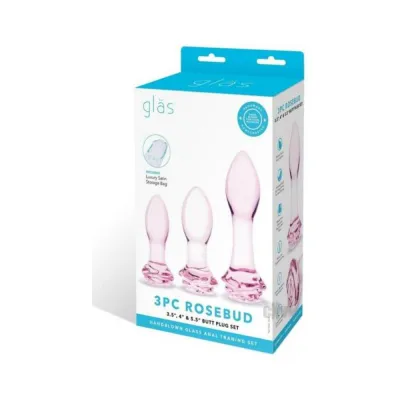 Anal Trainers Glas Rosebud 3 piece Glass Anal Plug Set