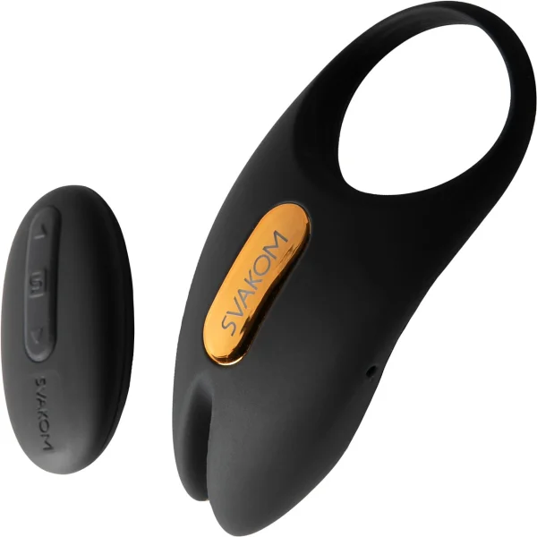 SVAKOM Winni 2 App Enabled Silicone Rechargeable Vibrating Cock Ring With Remote - Black