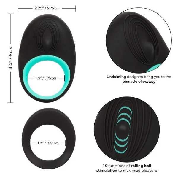 Link Up Pinnacle Silicone Rechargeable Rolling Pleasure Ball Cock Ring By CalExotics