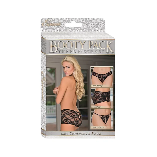Booty Packs Lace Crotchless 3 Pack Black Queen — image 3 of 3