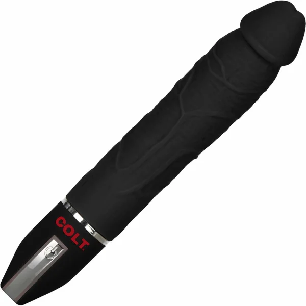 COLT Deep Drill Vibrating Silicone Dildo - Black