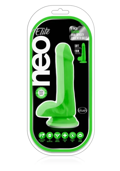 Neo Elite - 6" Silicone Dual Density Dildo with Balls