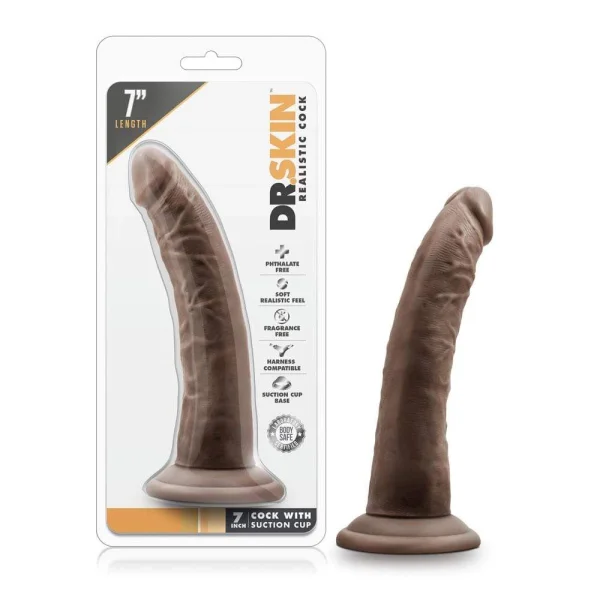 Dr. Skin - 7 Inch Cock With Suction Cup - Chocolate
