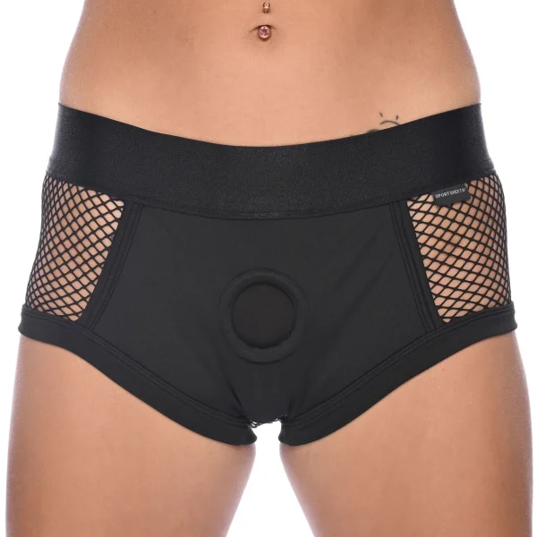 EM.EX. Fit Harness Fishnet Strap-On Harness Brief By Sportsheets - Medium, Waists 25" to 28"