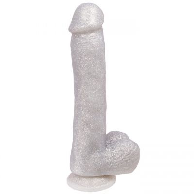 Disco Balls Silver Glitter Realistic Suction Cup Dildo 9 Inch
