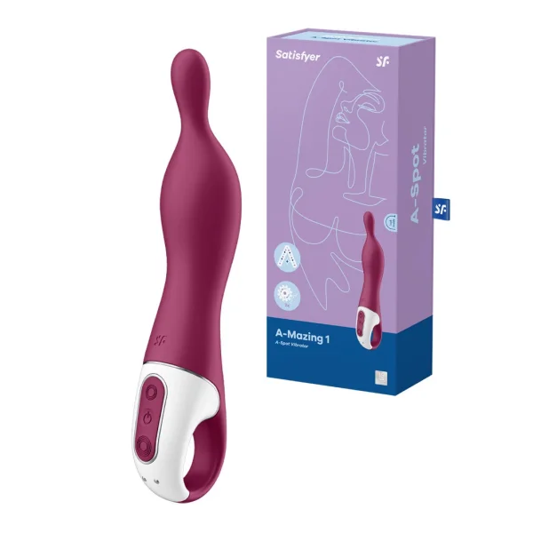 Satisfyer A-Mazing 1 Rechargeable Waterproof 12-Function A-Spot Vibrator - Blue