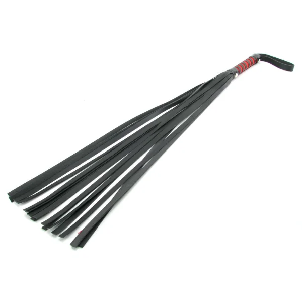 Sex & Mischief Faux Leather Red & Black Strips Flogger
