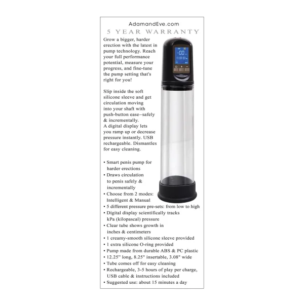 Adam & Eve Adam's Rechargeable Penis Pump - Black