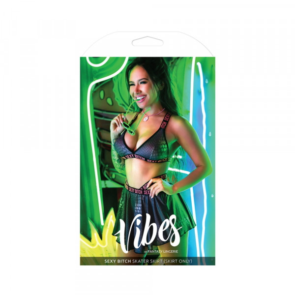 Vibes Sexy Bitch Reptile Print Skirt Blk S/m