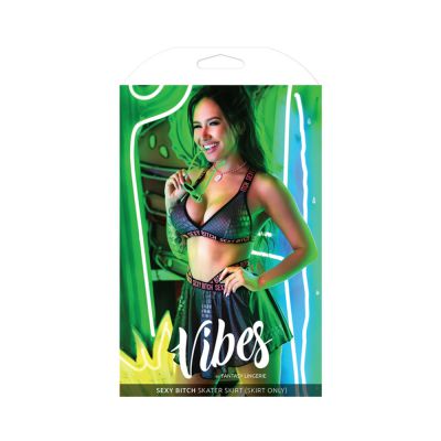 Vibes Sexy Bitch Reptile Print Skirt Blk S m