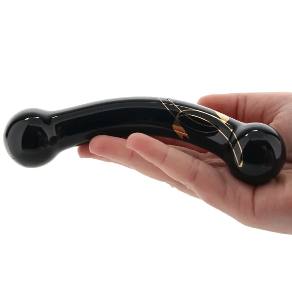 Secret Kisses Handblown Double Ended Glass Dildo 5.5" - Black & Gold — image 6 of 10