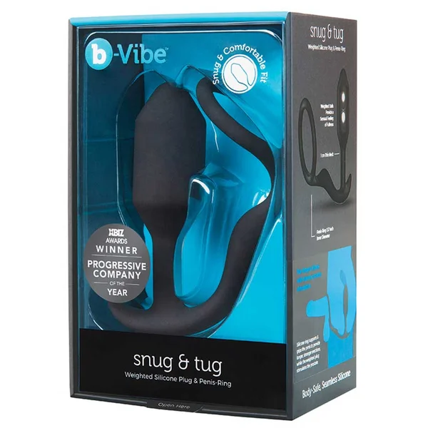 B-Vibe Snug & Tug 128 gram Weighted Butt Plug Cock Ring — image 7 of 8