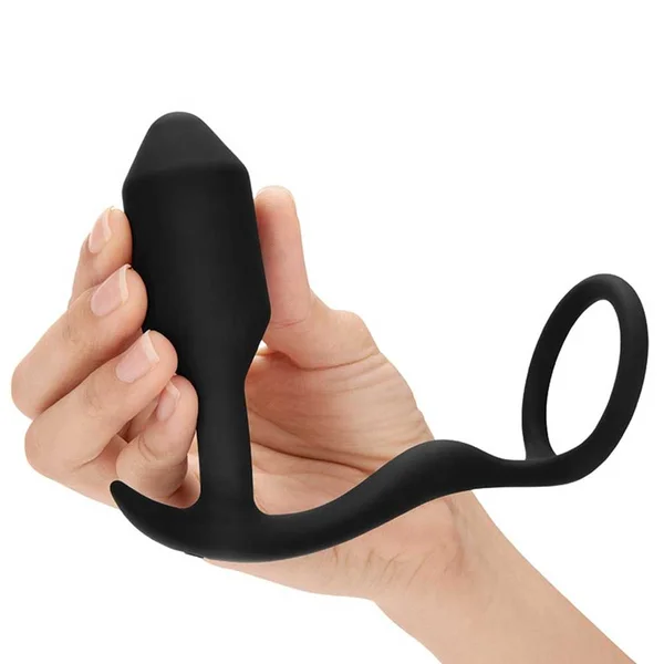 B-Vibe Snug & Tug 128 gram Weighted Butt Plug Cock Ring — image 4 of 8