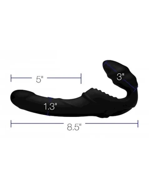 Pro Rider 9x 8.5" Vibrating Silicone Strapless Strap On With Remote Control - Black - 8.5 Inches