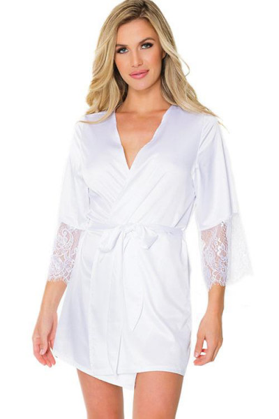 Coquette Adore You White Satin Robe