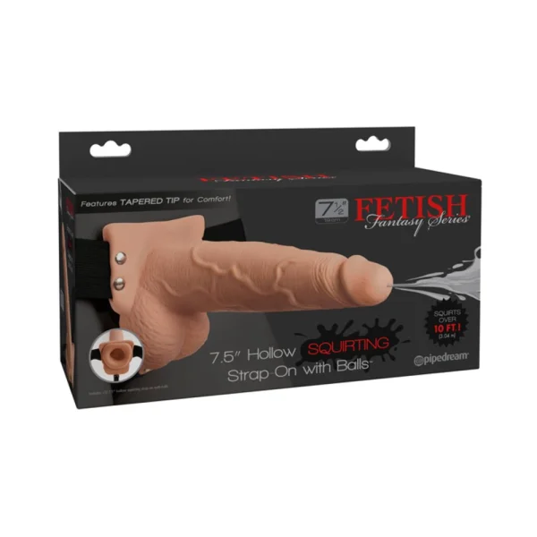 Fetish Fantasy 7.5in Hollow Squirting Strap-on With Balls, Flesh — image 4 of 9