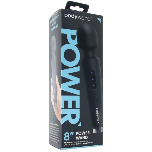 8" Power Wand Rechargeable Silicone Wand Style Massager By Bodywand - Black