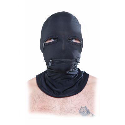 Zipper Face Hood Black Gimp Mask