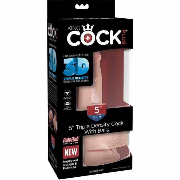 King Cock Plus 5" Triple Density Cock With Balls & Suction Cup Base - Vanilla