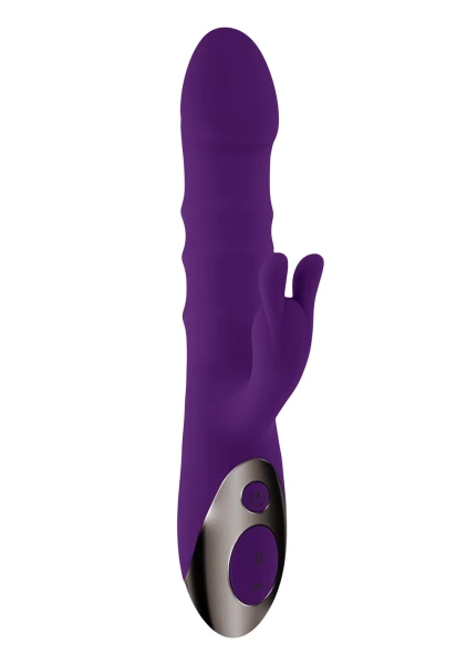 Playboy Pleasure Hop To It Waterproof Rechargeable Silicone Thrusting Rabbit Vibrator - Purple