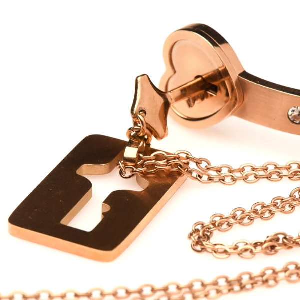 Cuffed Locking Bracelet and Key Necklace