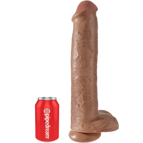 King Cock 15" Suction Cup Dildo With Balls - Caramel