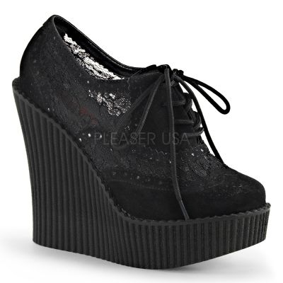 5 1 4 inches Wedge PF Lace Up Brogue Creeper w Wing Tip Lace