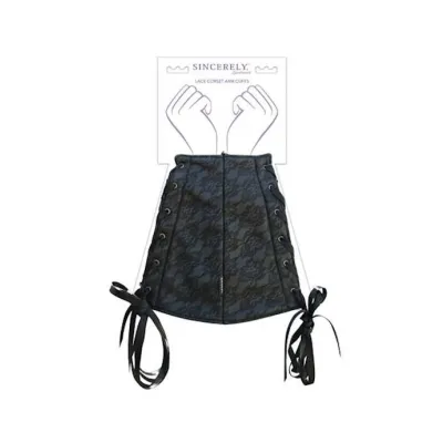 Lace Corset Arm Cuffs Black