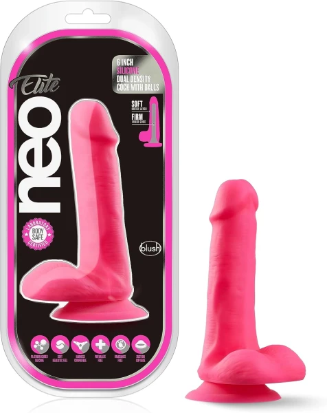 Blush - Neo Elite - 6" Silicone Dual Density Cock w Balls
