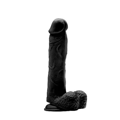Realistic Cock 9 With Scrotum Black