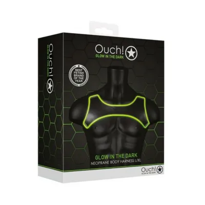Ouch Glow Neoprene Harness Glow In The Dark Green L xl