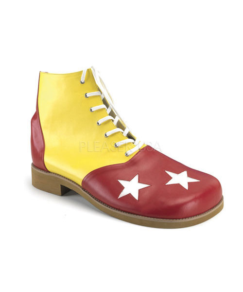 CLOWN-02 - Adult Yellow-Red Pu W/Wht Stars Clown Shoe