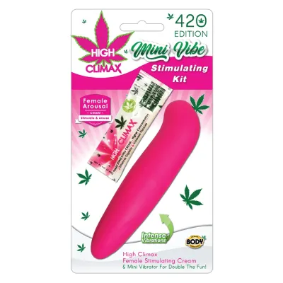 High Climax Mini Vibe Stimulating Kit w Hemp Seed Oil Pink