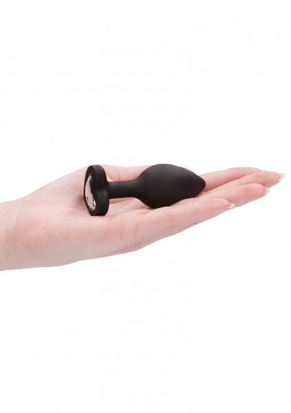 Diamond Heart Butt Plug - Regular - Black - Glass Butt Plug