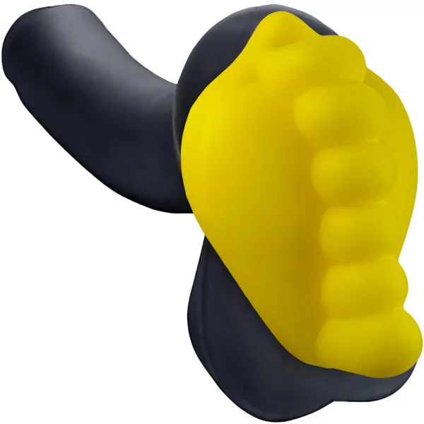 b.cush Honeybunch Soft Silicone Dildo Base with Vibe Pocket for Harness Play - Sunshine